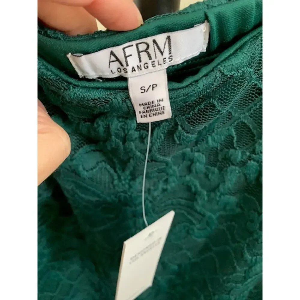 AFRM Los Angeles Hunter Green‎ Floral Lace Midi Skirt Whimsigoth NWT Womens S/P